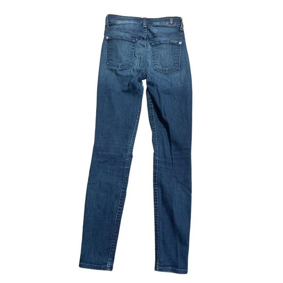 7 For All Mankind Womens Medium Blue High Waist Ankle Skinny Jeans Denim 24 - Picture 2 of 5